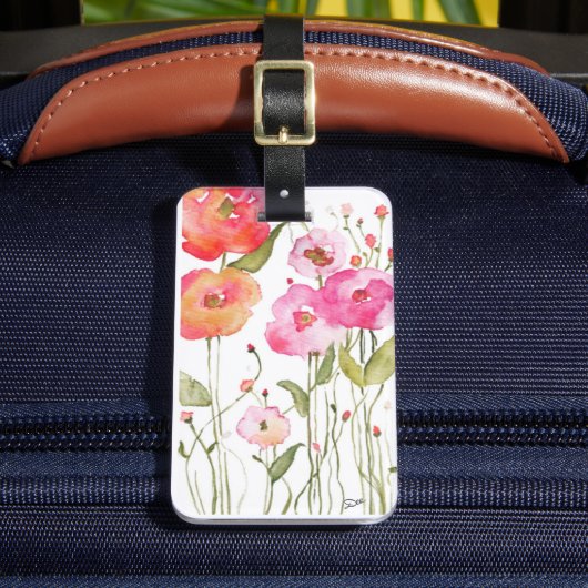 Whimsical Flowers Acrylic Luggage Tag Bagagelabel (Voorkant Insitu 2)