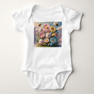 Whimsical Flowers and Bees Baby Kledingontwerp Romper