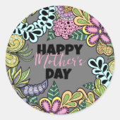 Whimsical Flowers Blijft Botanische Moederdag Ronde Sticker (Voorkant)