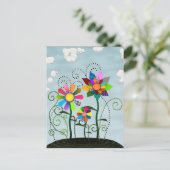 Whimsical Flowers Briefkaart (Staand voorkant)