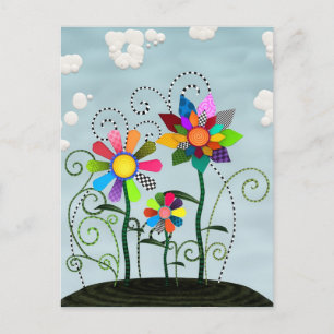 Whimsical Flowers Briefkaart