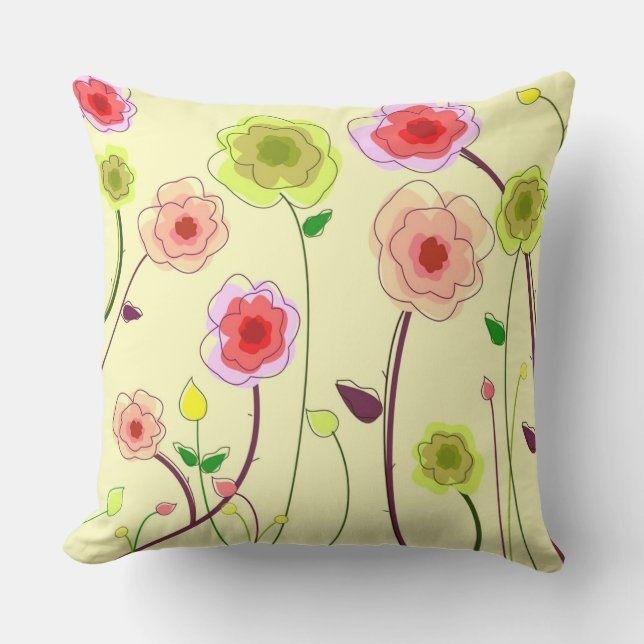 Whimsical Flowers Buitenkussen (Voorkant)