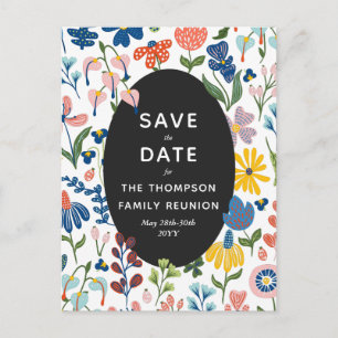 Whimsical Flowers Family Reunion Save the Date Uitnodiging Briefkaart