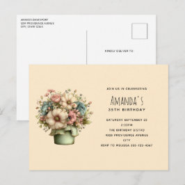 Whimsical Flowers in a Planter Pot Birthday Uitnodiging Briefkaart