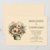 Whimsical Flowers in a Planter Pot Wedding Kaart (Voorkant / Achterkant)