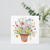 Whimsical Flowers in Pot Cheer Thinking of You Kaart (Staand voorkant)