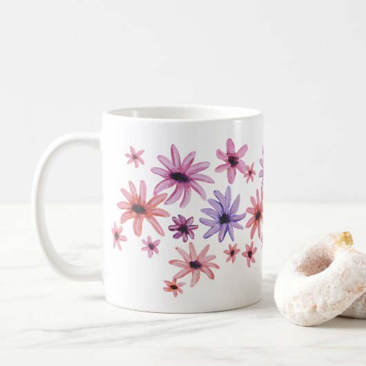 Whimsical Flowers Koffiemok (Met donut)