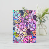 Whimsical Flowers Paarse Notecard Bedankkaart (Staand voorkant)