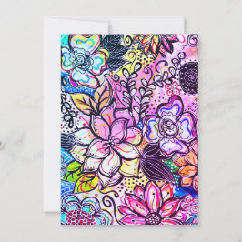 Whimsical Flowers Paarse Notecard Bedankkaart