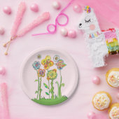 Whimsical Flowers Papieren Bordje (Feest)