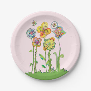 Whimsical Flowers Papieren Bordje