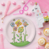Whimsical Flowers Papieren Bordje (Feest)