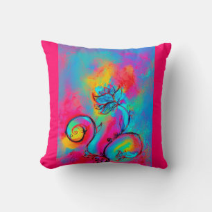 WHIMSICAL FLOWERS roze geel blauw Kussen