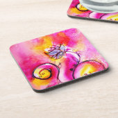 WHIMSICAL FLOWERS roze gele fuchsia Onderzetter (Linkerzijde)