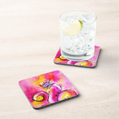 WHIMSICAL FLOWERS roze gele fuchsia Onderzetter (Rechterzijde)