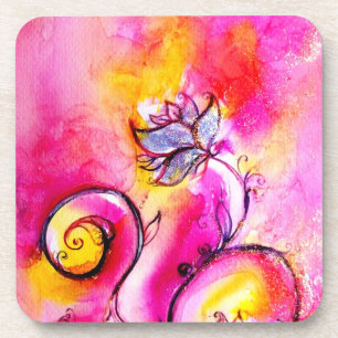 WHIMSICAL FLOWERS roze gele fuchsia Onderzetter