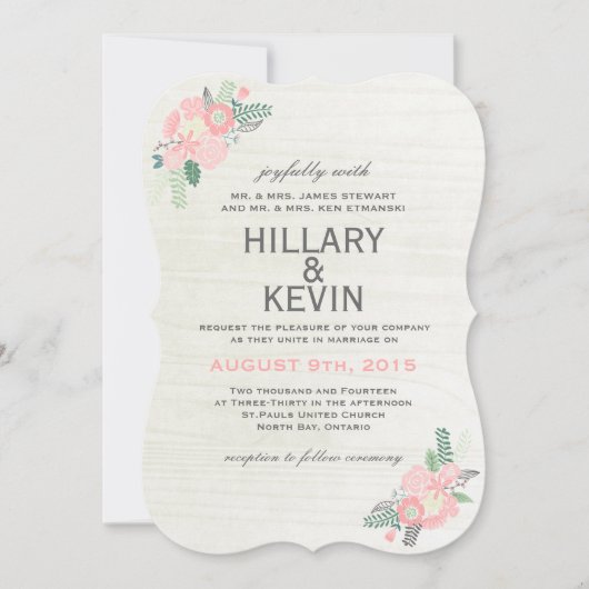 Whimsical Flowers - Wedding Invitation Kaart (Voorkant)