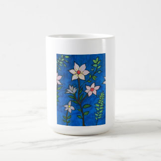 Whimsical Flowers with Blue Background Koffiemok
