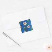 Whimsical Flowers with Blue Background  Vierkante Sticker (Envelop)