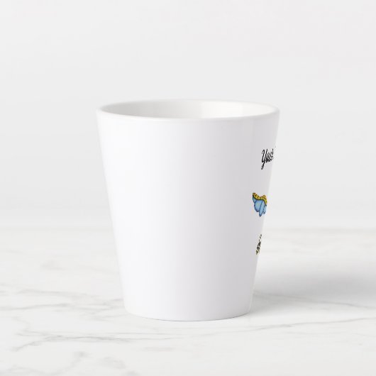  Whimsical Flying bluebird Scrolled Tail Latte Mok (Voorkant)