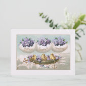 Whimsical Flying Easter Eggs & Chicken Feestdagenkaart (Staand voorkant)