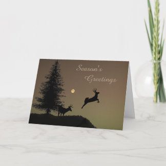 Whimsical Flying Reindeer Feestdagen Kaart