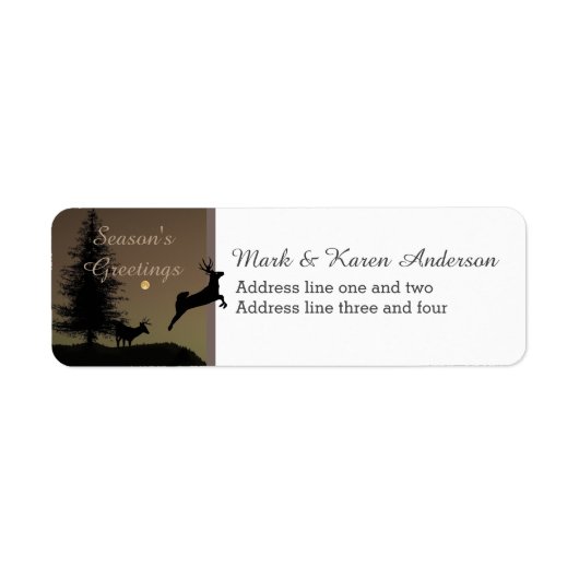 Whimsical Flying Reindeer Silhouette Custom Etiket (Voorkant)