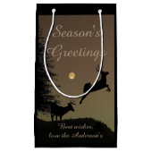 Whimsical Flying Reindeer Silhouette Personalized Klein Cadeauzakje (Voorkant)