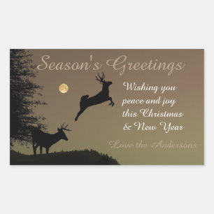 Whimsical Flying Reindeer Silhouette Personalized Rechthoekige Sticker