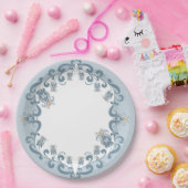 Whimsical Folk Art Blauw | Baby shower papier Bord (Feest)