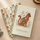 Whimsical Folk Art Cat Gift Boho Botanical