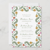 Whimsical Folk Art Floral Wedding Kaart (Voorkant)