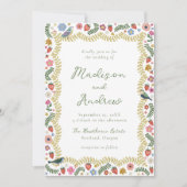 Whimsical Folk Art Floral Wedding Kaart (Voorkant)