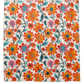 Whimsical Folk Art Flowers Douchegordijn (Voorkant)
