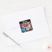 Whimsical Folk-Art Flowers Floral Personalized Vierkante Sticker (Envelop)