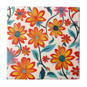 Whimsical Folk Art Flowers Tegeltje (Voorkant)