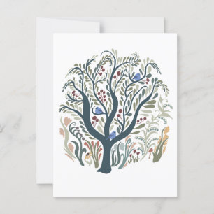Whimsical Folk Art Forest Earth Tone Briefkaart