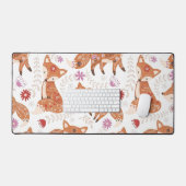 Whimsical Folk Art Fox and Flowers (Clavier et souris)