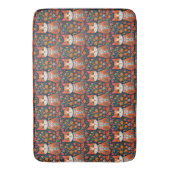 Whimsical Folk Art Kat en Bloemen Badmat (Voorkant Verticaal)