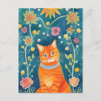 Whimsical Folk Art Tabby Briefkaart