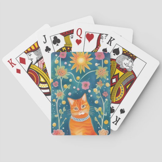 Whimsical Folk Art Tabby Pokerkaarten (Achterkant)