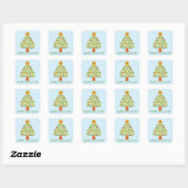 Whimsical Folk Christmas Tree CUSTOM Gift Vierkante Sticker (Vel)