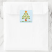 Whimsical Folk Christmas Tree CUSTOM Gift Vierkante Sticker (Tas)