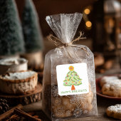 Whimsical Folk Christmas Tree CUSTOM Gift Vierkante Sticker