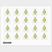Whimsical Folk Christmas Tree CUSTOM Gift Vierkante Sticker (Vel)
