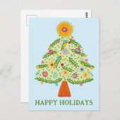 Whimsical Folk Christmas Tree CUSTOM HOLIDAY Briefkaart (Voorkant / Achterkant)
