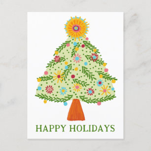 Whimsical Folk Kerstboom Aangepaste Kerst Briefkaart