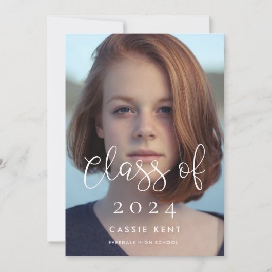 Whimsical font Klasse van 2024 fotouitnodiging Aankondiging (Voorkant)