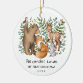 Whimsical Forest Animals Baby Eerste Eerste Kerstd Keramisch Ornament (Links)