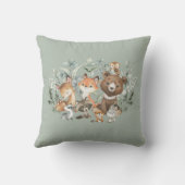 Whimsical Forest Animals Sage Greenery Kussen (Achterkant)